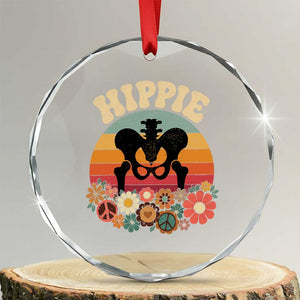 Hip Replacement Recovery Crystal Glass Ornament Hippie 70s Retro Sunset Floral Anatomy Graphic