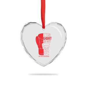 His Fight Is My Fight Heart Crystal Glass Ornament Red Ribbon HIV Awareness Boxing Gift TS12 Print Your Wear