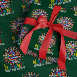 Hispanic Heritage Month Wrapping Paper Roll Herencia Hispana Celebration Hispanic Americans TS02 Green Print Your Wear