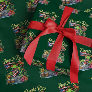 Hispanic Heritage Month Wrapping Paper Roll Taino Boricua Coqui Frog Puerto Rico