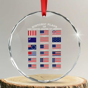 Historic Flags of The United States of America Crystal Glass Ornament US History 4th of July TS11 Transparent Glass 3'' Circle Print Your Wear