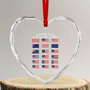 Historic Flags of The United States of America Heart Crystal Glass Ornament US History 4th of July TS11 Transparent Glass 3'' Heart Print Your Wear