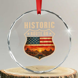Historic Highway 66 Crystal Glass Ornament Vintage American Road Sign Americana Road Trip TS14 Transparent Glass 3'' Circle Print Your Wear