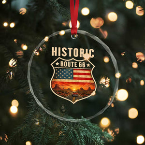 Historic Highway 66 Crystal Glass Ornament Vintage American Road Sign Americana Road Trip TS14 Print Your Wear