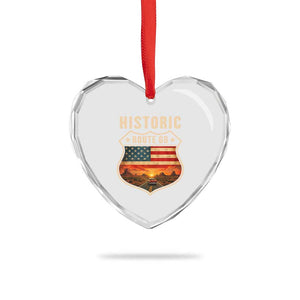 Historic Highway 66 Heart Crystal Glass Ornament Vintage American Road Sign Americana Road Trip TS14 Print Your Wear