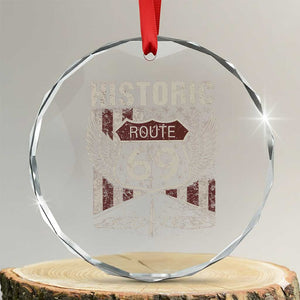 Historic Route 69 Highway Road Crystal Glass Ornament Americana Vintage USA Flag TS11 Transparent Glass 3'' Circle Print Your Wear