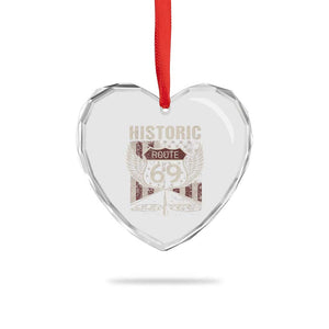Historic Route 69 Highway Road Heart Crystal Glass Ornament Americana Vintage USA Flag TS11 Print Your Wear