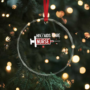 HIV AIDS Care Nurse Crystal Glass Ornament Red Ribbon Support Gift TS12 Print Your Wear