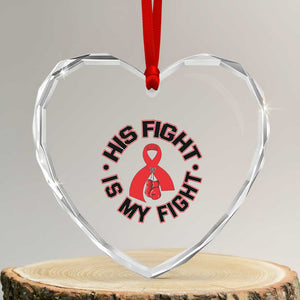 HIV Warrior His Fight Is My Fight Heart Crystal Glass Ornament Red Ribbon Boxing Gift TS12 Transparent Glass 3'' Heart Print Your Wear