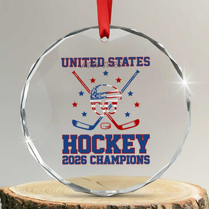 Hockey Champions 2026 Crystal Glass Ornament Patriotic Ice Hockey Fan TS14 Transparent Glass 3'' Circle Print Your Wear