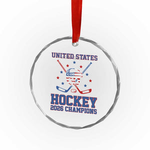 Hockey Champions 2026 Crystal Glass Ornament Patriotic Ice Hockey Fan TS14 Print Your Wear