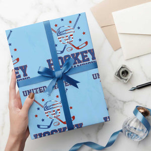 Hockey Champions 2026 Wrapping Paper Roll Patriotic Ice Hockey Fan TS14 Light Blue Print Your Wear