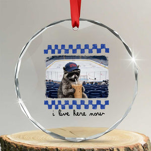Hockey Mom Raccoon Iced Coffee Crystal Glass Ornament I Live Here Now TS14 Transparent Glass 3'' Circle Print Your Wear