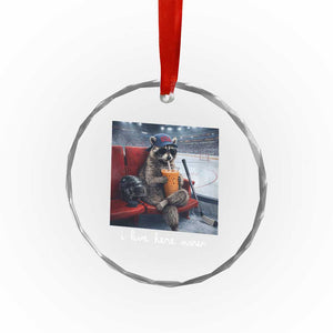 Hockey Mom Raccoon Iced Coffee Crystal Glass Ornament I Live Here Now TS14 Print Your Wear