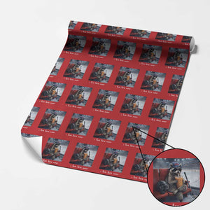 Hockey Mom Raccoon Iced Coffee Wrapping Paper Roll I Live Here Now TS14 Red Print Your Wear