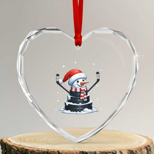 Hockey Puck Snowman Heart Crystal Glass Ornament Funny Holiday Christmas Gift TS12 Transparent Glass 3'' Heart Print Your Wear