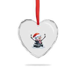 Hockey Puck Snowman Heart Crystal Glass Ornament Funny Holiday Christmas Gift TS12 Print Your Wear
