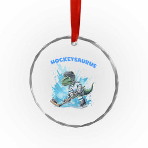 Hockeysaurus Crystal Glass Ornament Funny Dinosaur Playing Ice Hockey Gift TS12 Print Your Wear