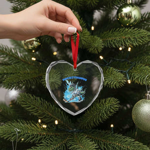 Hockeysaurus Heart Crystal Glass Ornament Funny Dinosaur Playing Ice Hockey Gift TS12 Print Your Wear