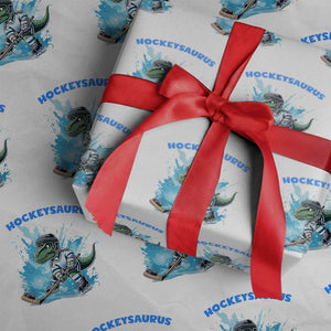 Hockeysaurus Wrapping Paper Roll Funny Dinosaur Playing Ice Hockey Gift TS12 White Print Your Wear