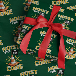 Hoist The Cone Jolly Roger Victory Wrapping Paper Roll Pirate Skull Baseball Sports Fan IYKYK Meme TS02 Green Print Your Wear