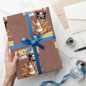 Hoist The Cone Jolly Roger Victory Wrapping Paper Roll Pirate Skull Baseball Sports Fan IYKYK Meme TS02 Mocha Print Your Wear