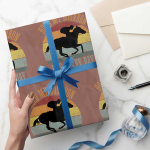 Hold My Bourbon It’s Derby Day Vintage Sunset Wrapping Paper Roll Funny Horse Racing Enthusiast Retro Graphic TS02 Mocha Print Your Wear