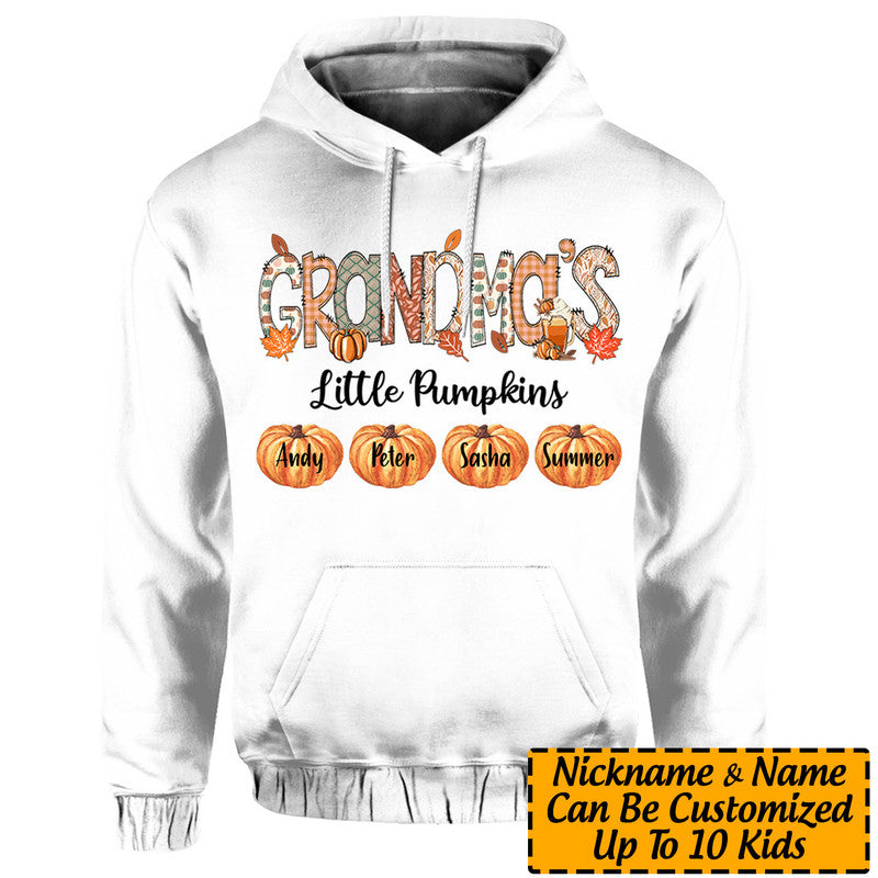 Personalized Grandma Hoodie With Grandkids Names Halloween Little Pumpkins CTM Custom - Printyourwear