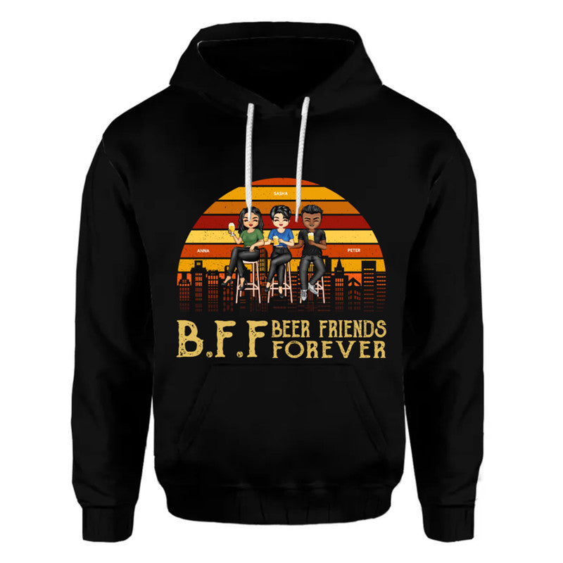 Personalized Bestie Hoodie BFF Beer Friends Forever CTM Custom - Printyourwear