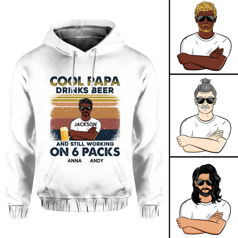 Personalized Cool Dad Hoodie Cool Papa Drinks Beer CTM Custom - Printyourwear