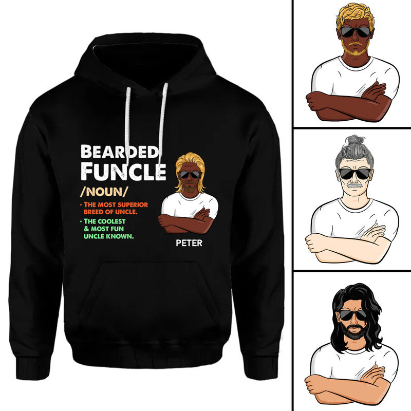 Personalized Funny Beard Hoodie Bearded Funcle Gift For Him CTM Custom - Printyourwear
