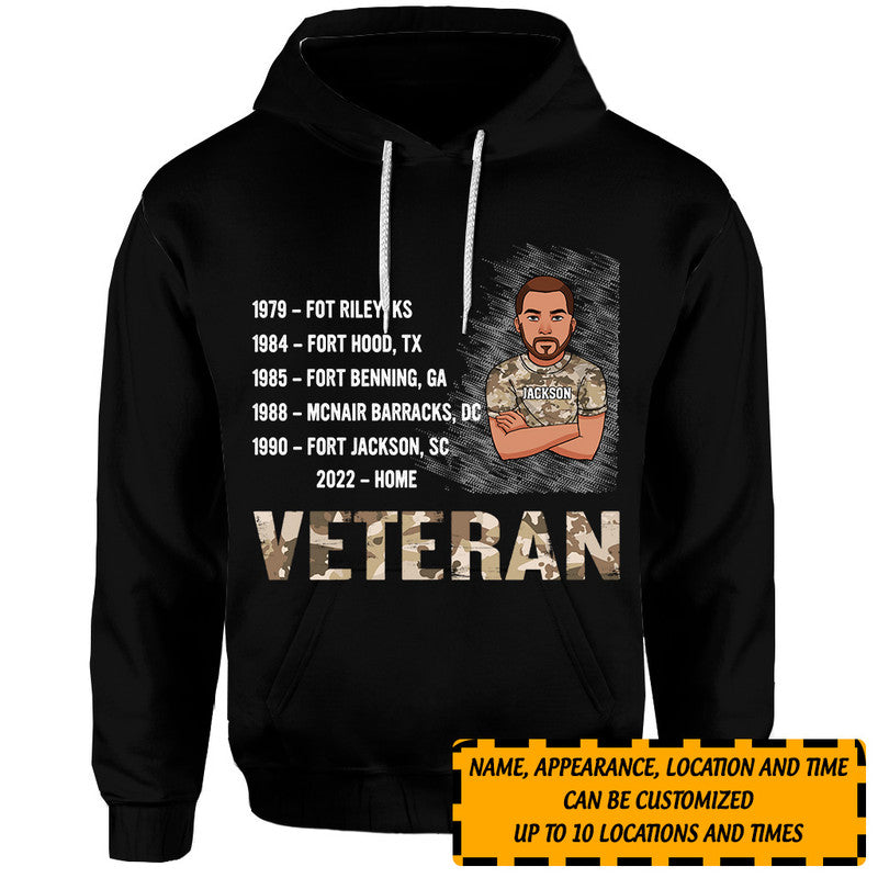 Personalized Veterans Military Base and Time Hoodie Gift For Father CTM Custom - Printyourwear