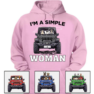 Custom Jeep T Shirt Im A Simple Woman, Gift For Dog and Cat Lovers CTM00 Custom - Printyourwear