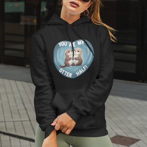 Valentine's Day Hoodie You're My Otter Half Cute Animal Hug Holding Hand TS09 Printyourwear