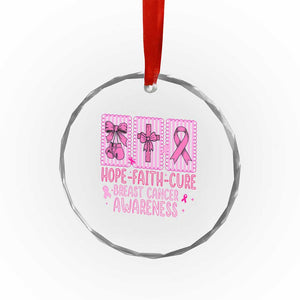 Hope Faith Cure Breast Cancer Awareness Crystal Glass Ornament Pink Ribbon Survivor Support Gift