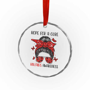 Hope For A Cure HIV Awareness Crystal Glass Ornament Strong Woman Red Ribbon Gift TS12 Print Your Wear