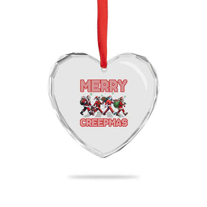 Horror Xmas Heart Crystal Glass Ornament Merry Creepmas Horror Characters TS09 Print Your Wear