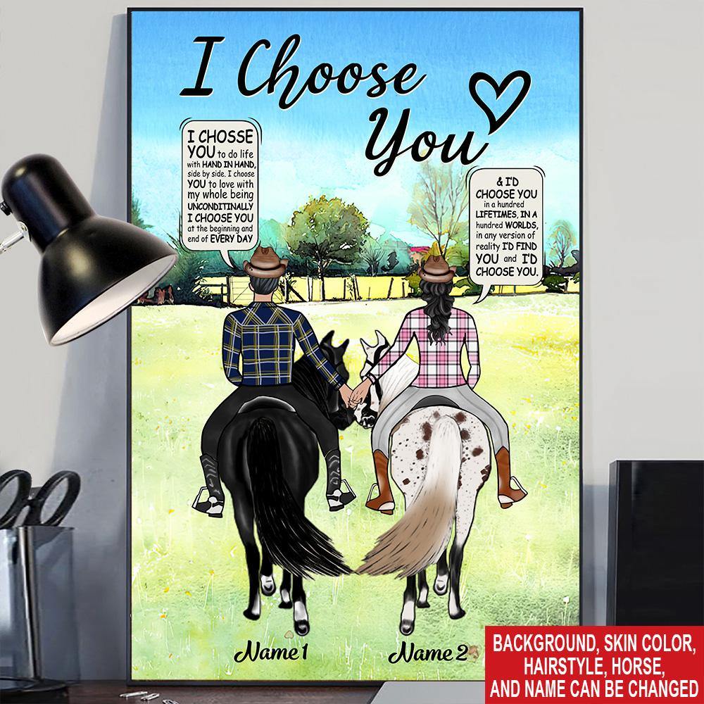 Personalized Family Gift Horse Couple Poster I Choose You CTM Custom - Printyourwear