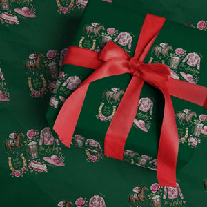 Horse Racing Derby Day Wrapping Paper Roll Doodles Funny Silks Jockey TS10 Green Print Your Wear