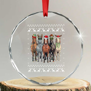 Horse Xmas Crystal Glass Ornament Western Cowboy Cowgirl Howdy Country Ugly Xmas TS10 Transparent Glass 3'' Circle Print Your Wear