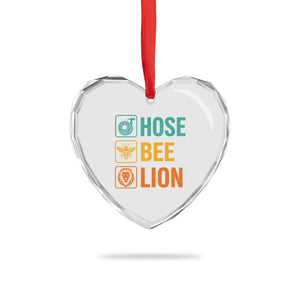 Hose Bee Lion Funny Meme Word Pun Retro Heart Crystal Glass Ornament