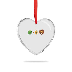 Hose Bee Lion Meme Slang Funny Wordplay Pun Graphic Heart Crystal Glass Ornament