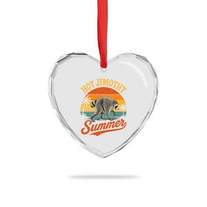 Hot Jimothy Summer Retro Sunset Beach Graphic Heart Crystal Glass Ornament Funny Viral Seattle Raccoon Meme