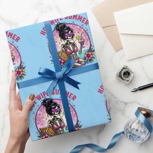 Hot Wife Summer Wrapping Paper Roll Funny Newlywed Skeleton TS14 Light Blue Print Your Wear
