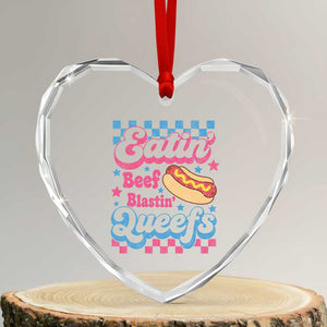 Hotdog Eatin Beef Blastin Queefs Inappropriate Heart Crystal Glass Ornament Retro Groovy Hotdog Meme Funny Cringe Offensive Humor