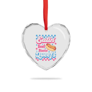 Hotdog Eatin Beef Blastin Queefs Inappropriate Heart Crystal Glass Ornament Retro Groovy Hotdog Meme Funny Cringe Offensive Humor
