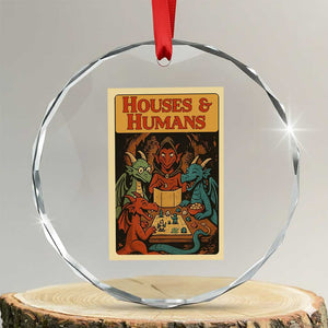 Houses and Humans Fantasy Tabletop Game Crystal Glass Ornament Retro RPG Dragons Board Game Roleplay Fans TS02 Transparent Glass 3'' Circle Print Your Wear