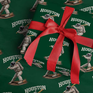 Houston Astronaut Baseball Player Wrapping Paper Roll Clutch City TS10 Green Print Your Wear