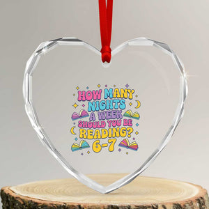 How Many Nights a Week Should You Be Reading 6 7 Heart Crystal Glass Ornament Funny Book Meme for Teachers Students TS02 Transparent Glass 3'' Heart Print Your Wear