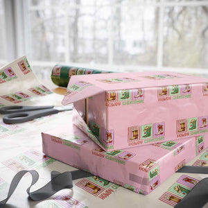 Howdy Christmas Cowboy Boots Western Pride Wrapping Paper Roll TS12 Light Pink Print Your Wear